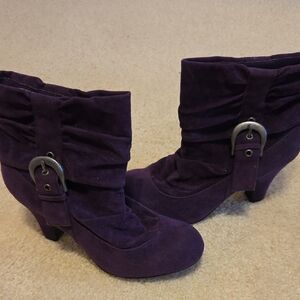 Purple Suede Ankle Boots